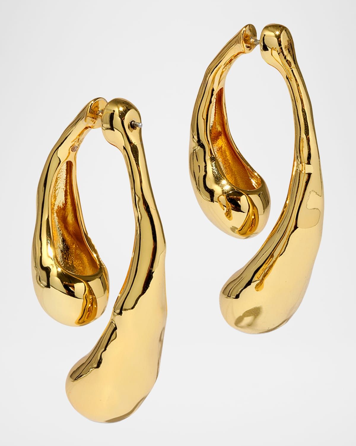 Molten Gold Scoop Front Back Earrings