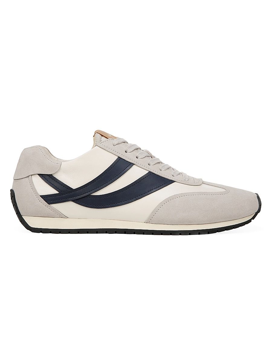 Men's Oasis Leather & Suede Low-Top Sneakers - Milk Horchata Spruce Blue - Size 8.5