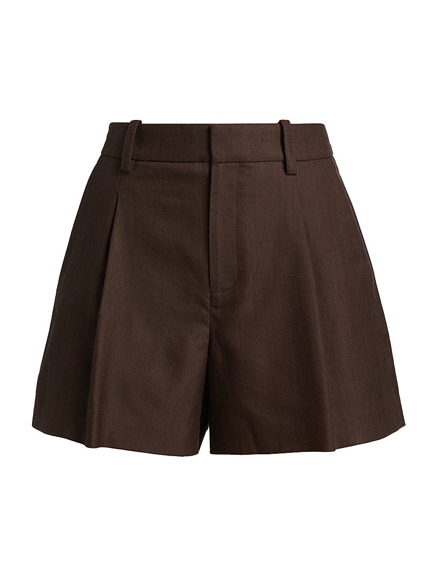 Women's Charles Pleated Tailored Shorts - Dark Carob - Size 14