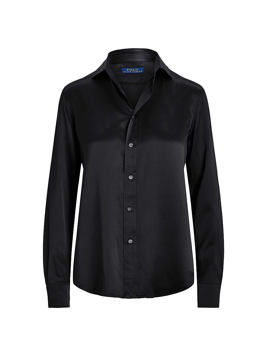 Women's Silk Classic-Fit Shirt - Polo Black - Size 6