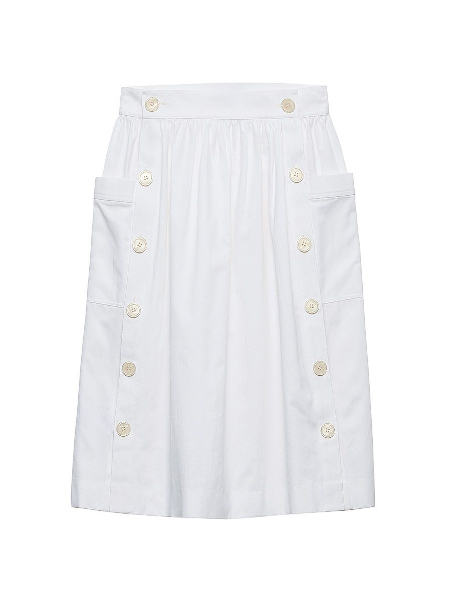 Women's Soft Cotton Gabardine Skirt - White - Size 6