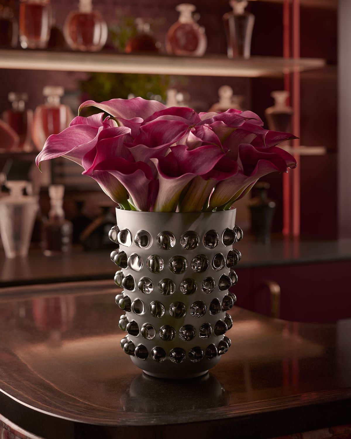 Mossi Gray Crystal Vase, 8.3"