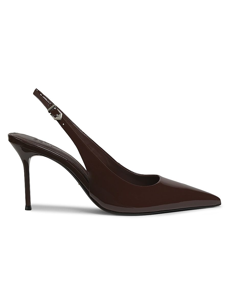 Women's Paola 90MM Patent Leather Slingback Pumps - Root Brown - Size 10