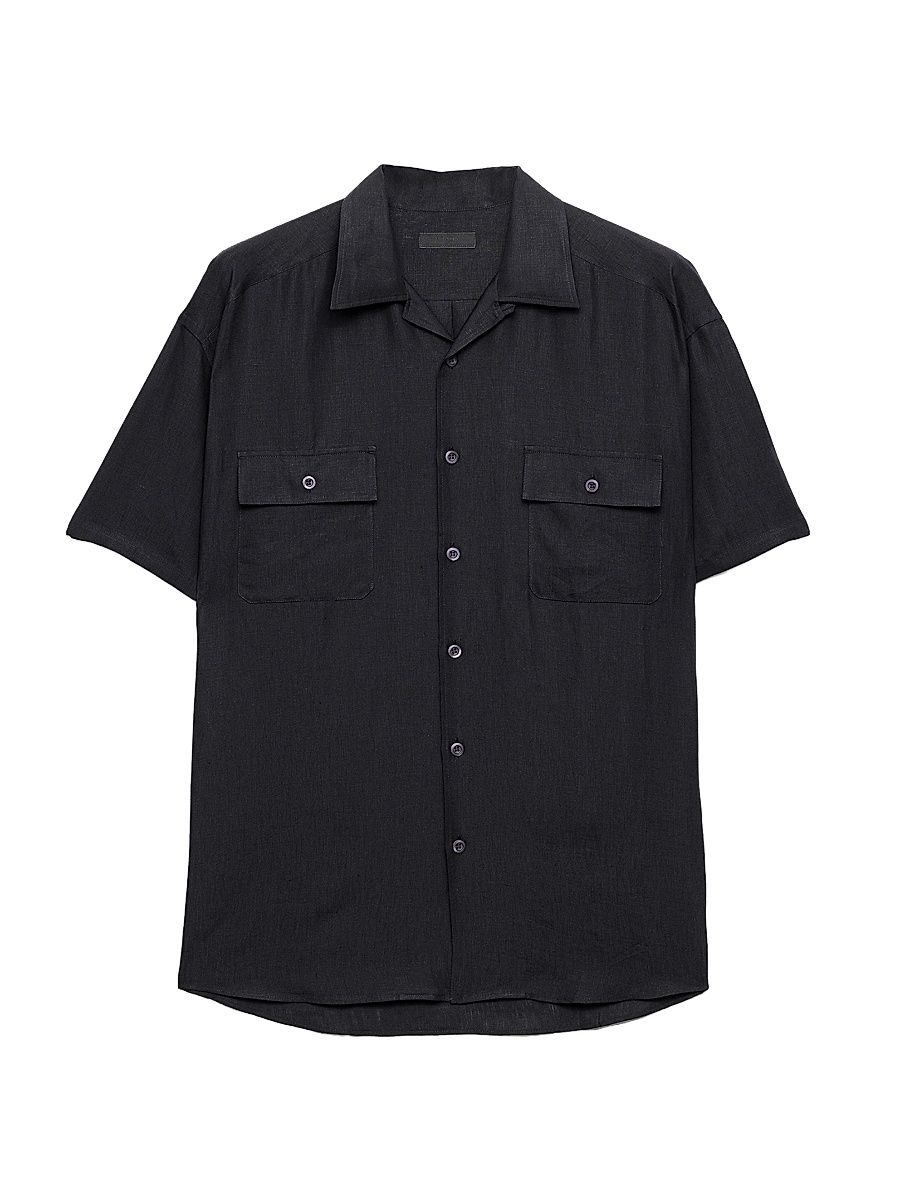 Men's Linen Shirt - Black - Size XL