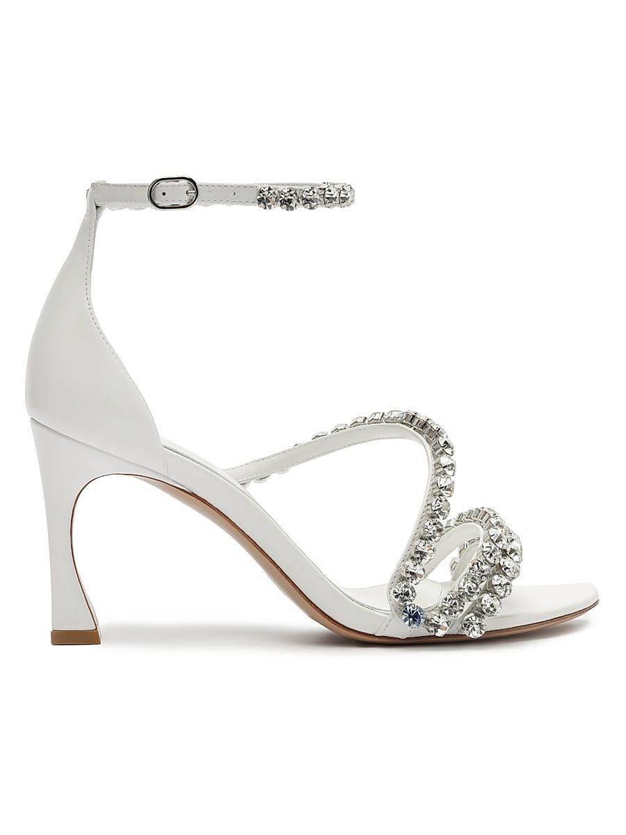 Women's Something Blue 85MM Crystal-Embellished Leather Sandals - White - Size 7.5