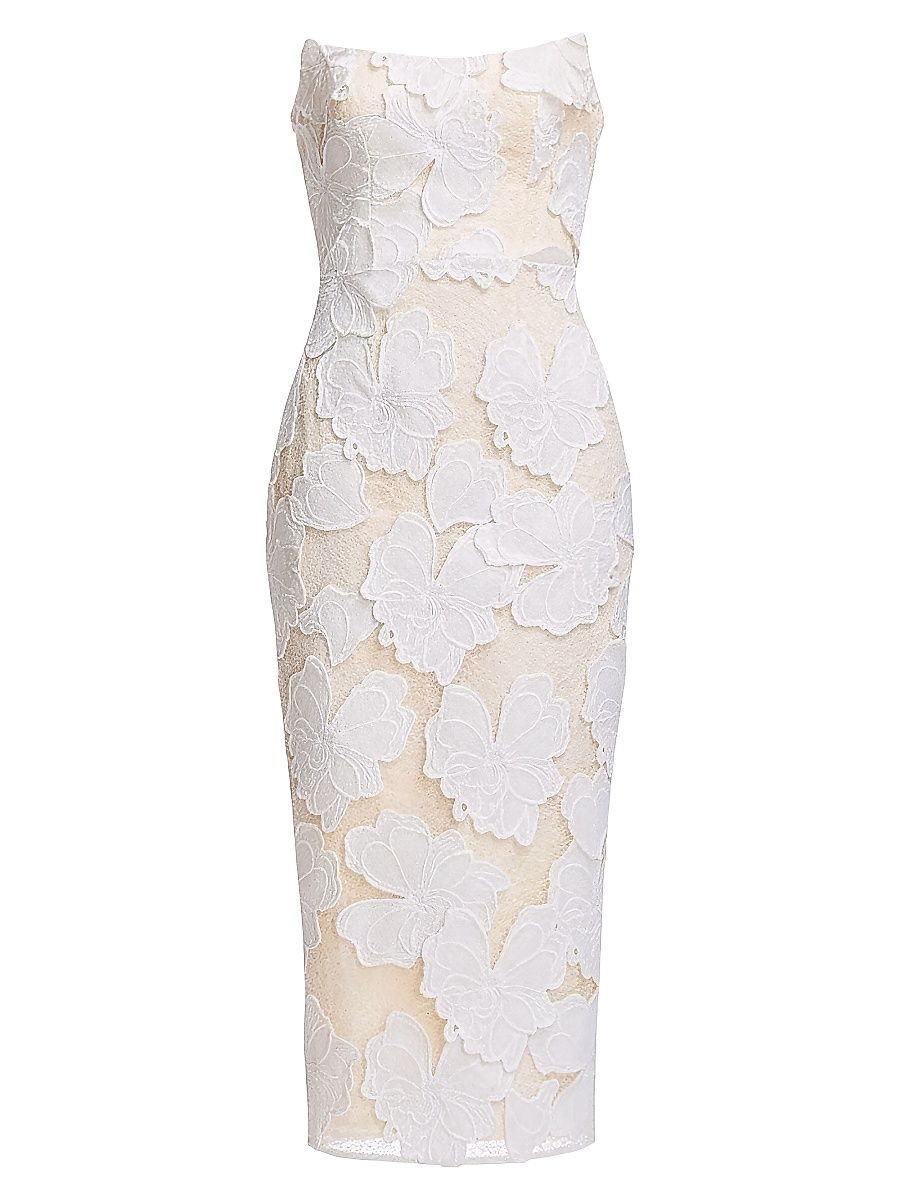 Women's Cosette Embroidered Midi-Dress - White Multi - Size XXL