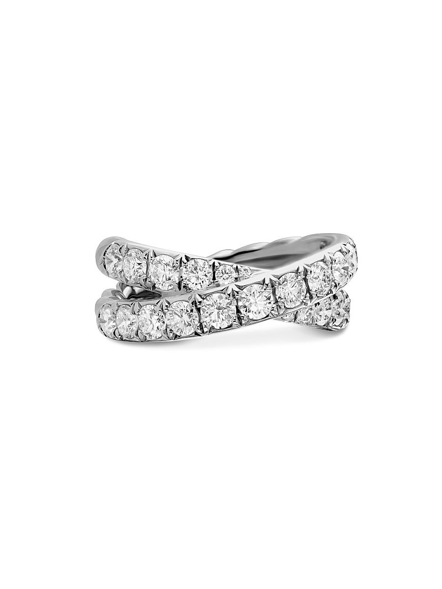 Women's DY Crossover Band Ring in Platinum - Silver - Size 6