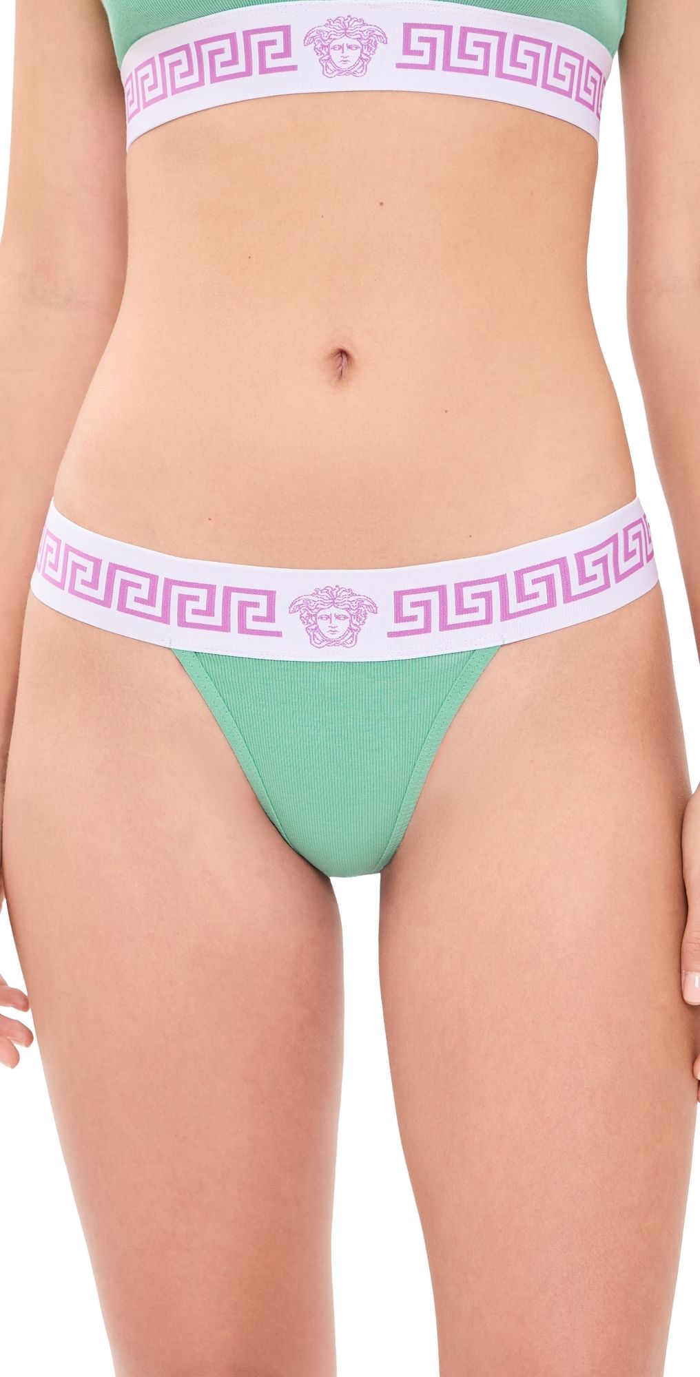 Versace Bio Cotton Rib Underwear Sea Green/White/Lilac 3