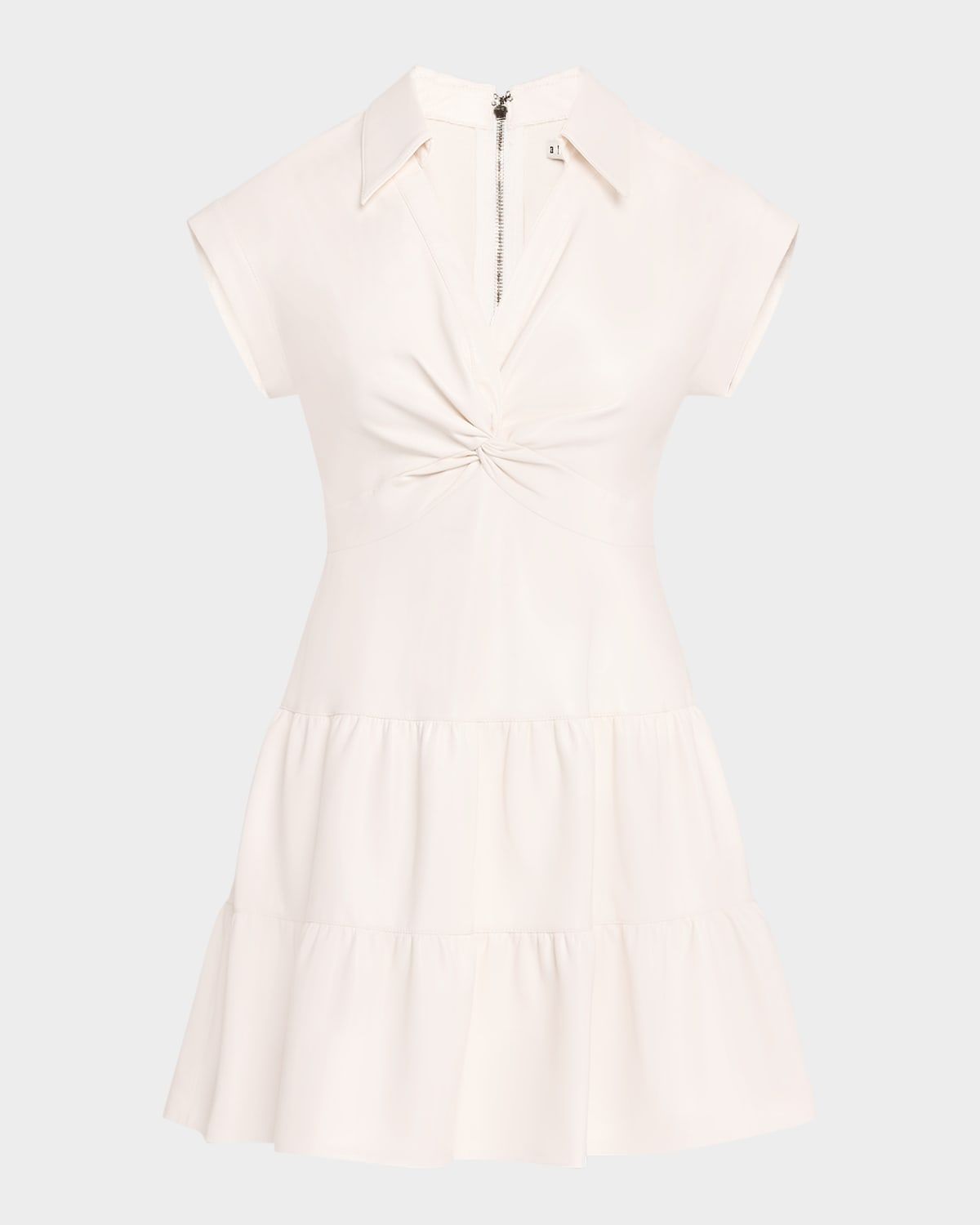 Mila Vegan Leather Twist-Front Mini Dress