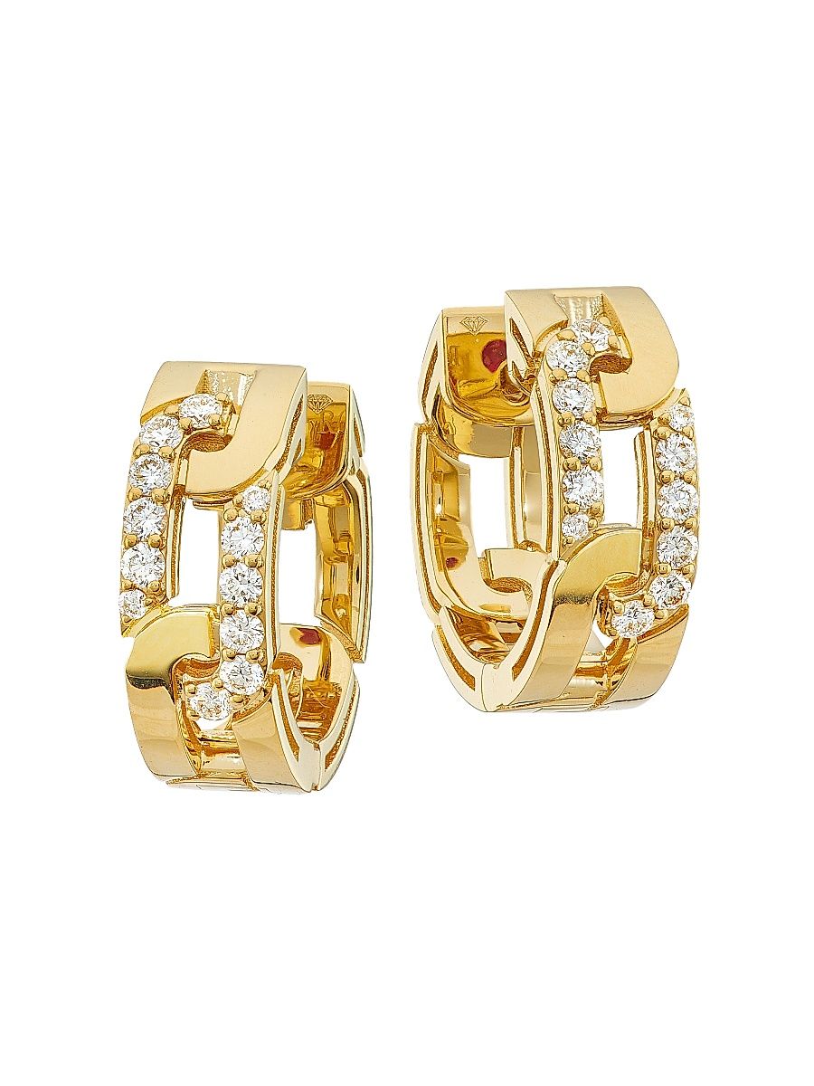 Women's Navarra 18K Yellow Gold & 0.29 TCW Diamond Huggie Hoop Earrings - Yellow Gold