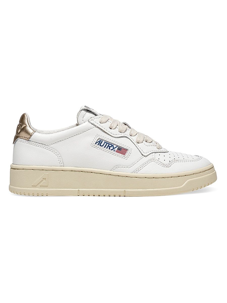 Women's Medalist Low-Top Leather Sneakers - White Gold Ivory - Size 8