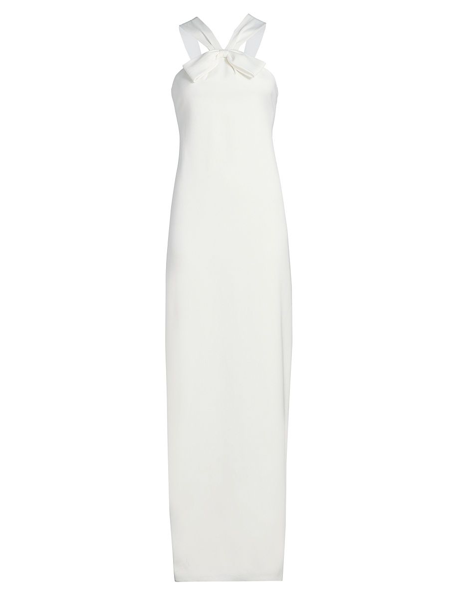 Women's Fern Stretch-Crepe Bow Gown - Ivory - Size 12