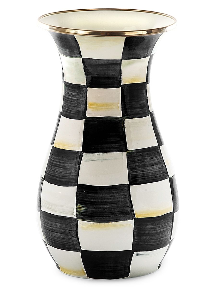 Tall Courtly Check Enamel Vase