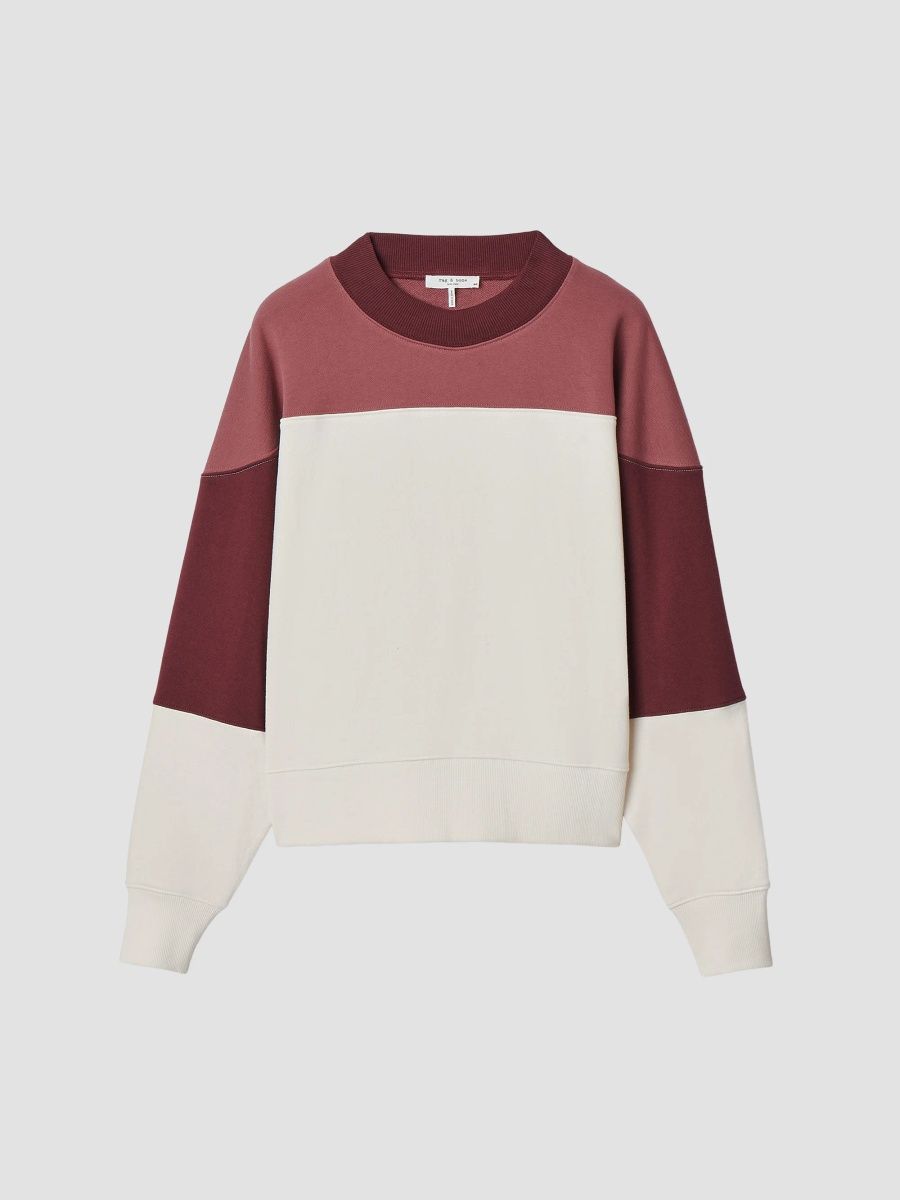 rag & bone Women's The Everyday Terry Seamed Sweatshirt - Dark Red Multi - Size XS