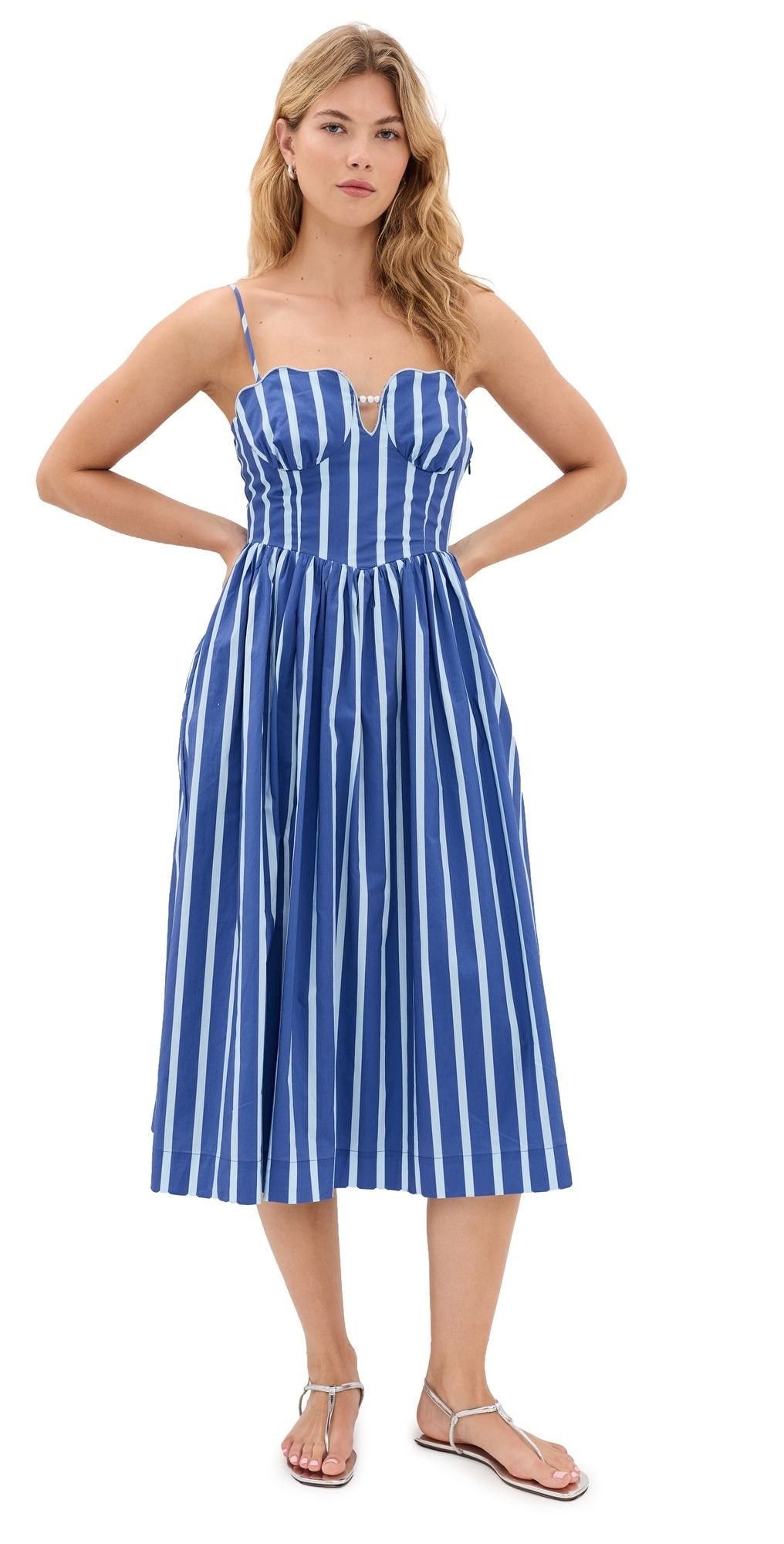 English Factory Marine Striped Maxi Dress Blue Stripes S