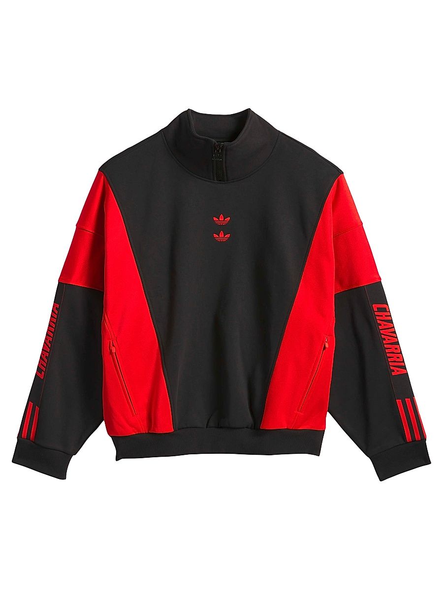 Men's adidas x Willy Chavarria Watsonville Quarter-Zip Pullover - Black Red - Size XL