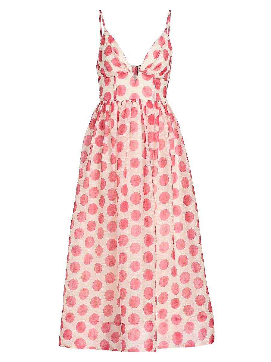 Women's Pero Polka Dot Organza Midi-Dress - Celeste Spot Pink - Size 00