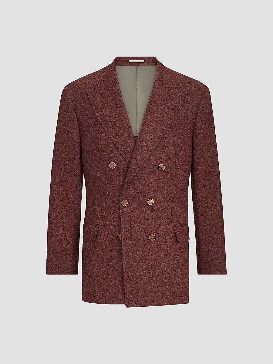 Men's Virgin Wool and Cashmere Flannel Cavallo Tailor Blazer - Lava - Size 48