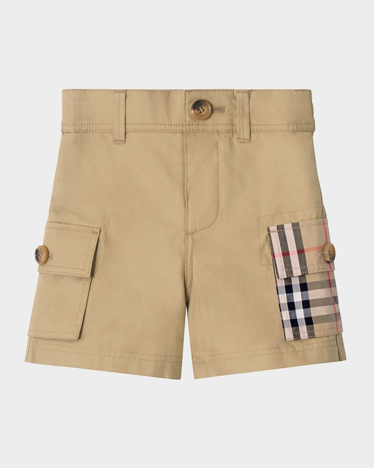 Boy & apos;s Check-Trim Cotton Cargo Shorts, Size 6M-3