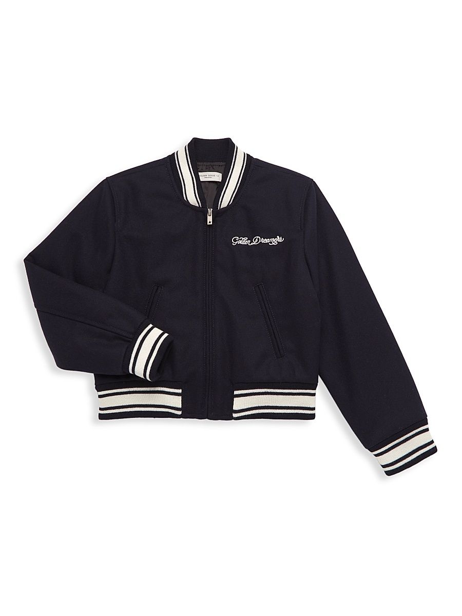 Little Kid's & Kid's Golden Wool-Blend Bomber Jacket - Dark Blue - Size 6