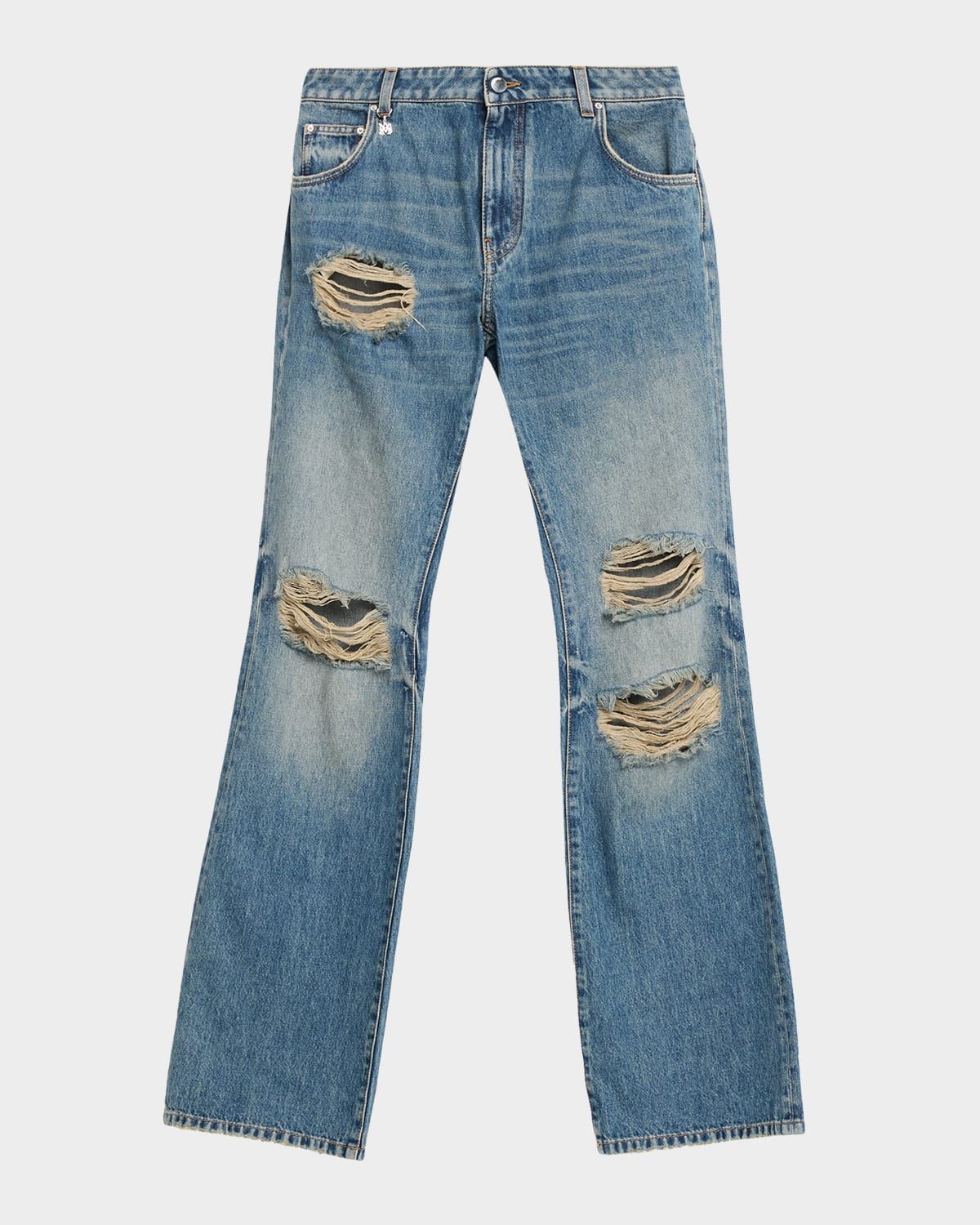 Slash Distressed Bootcut-Leg Jeans
