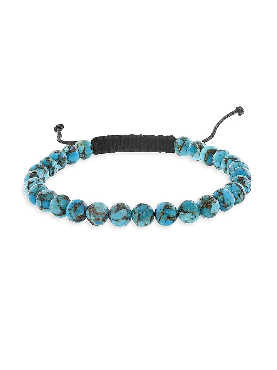 Men's Turquoise Beaded Bracelet - Sterling Silver