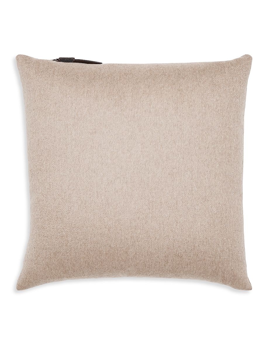 Double Cashmere Beaver Cloth Large Cushion - Beige