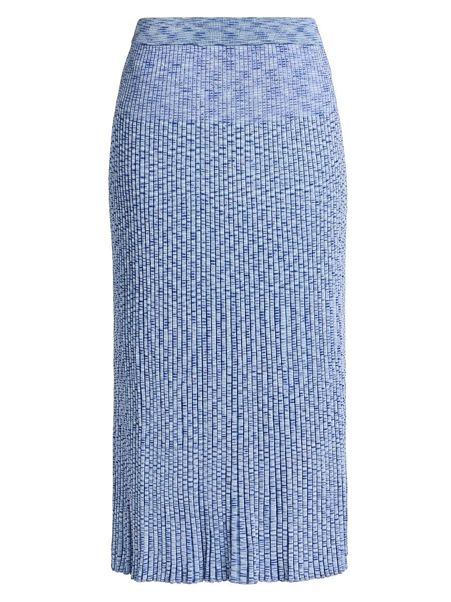 Women's Mouliné Ribbed Midi-Skirt - Blue Multi - Size 8