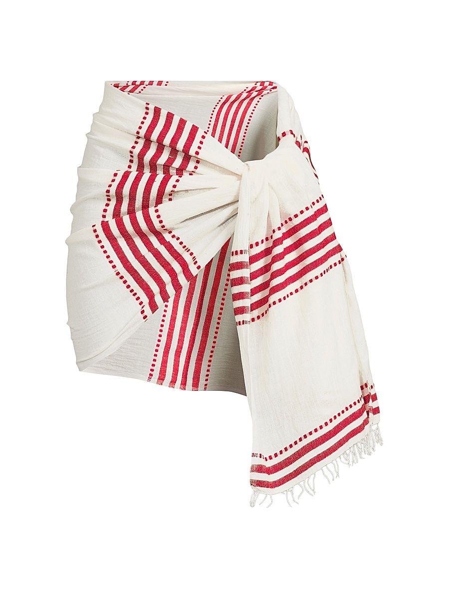 Women's Lema Cotton-Blend Sarong - Eshe Red