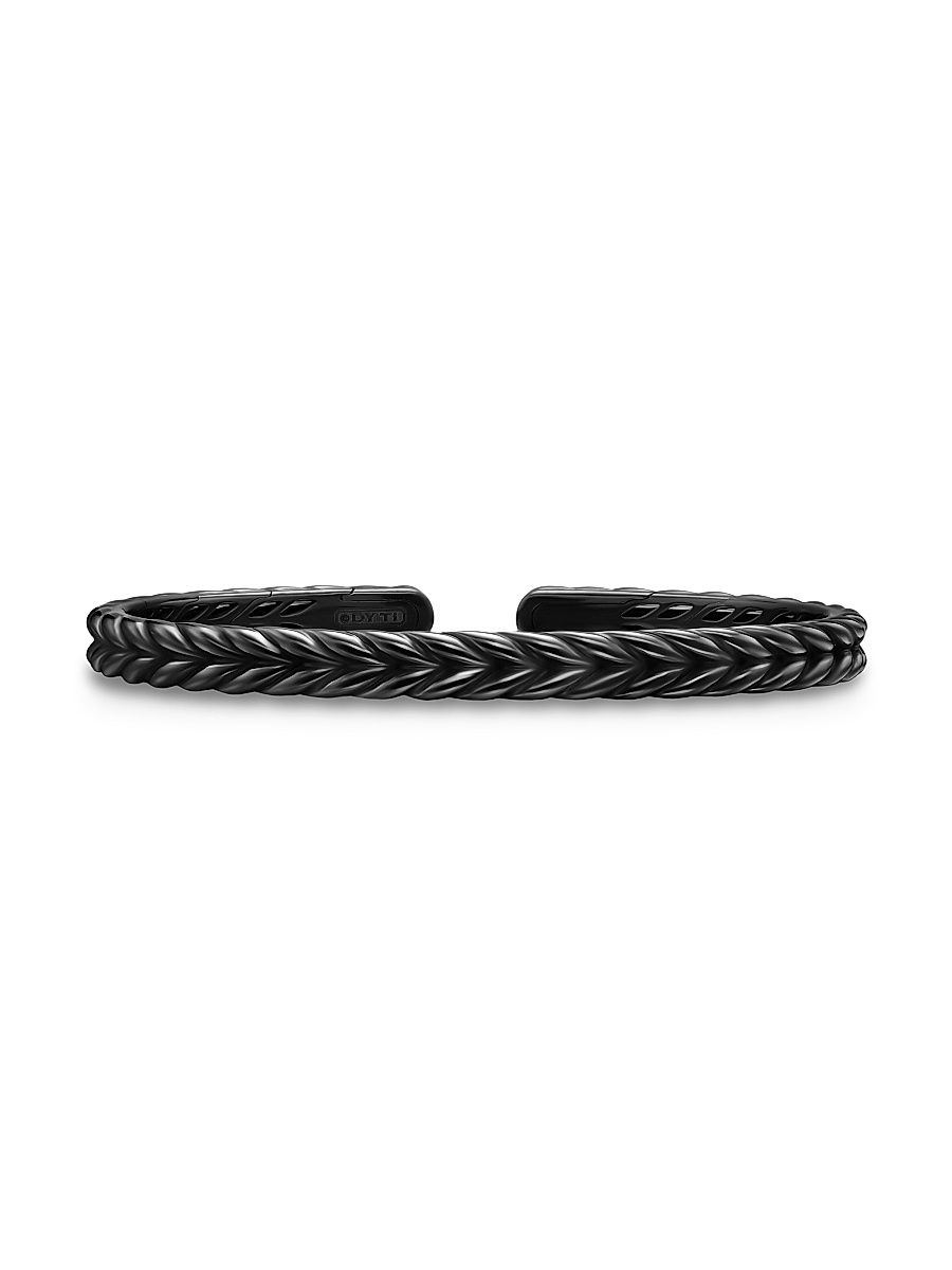Men's Chevron Flex Bracelet in Black Titanium, 6.4MM - Black - Size Medium