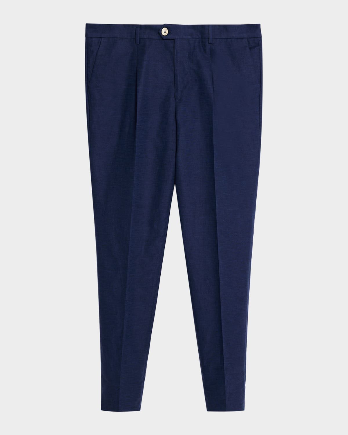 Men & apos;s Cotton and Linen Leisure-Fit Pleated Trousers