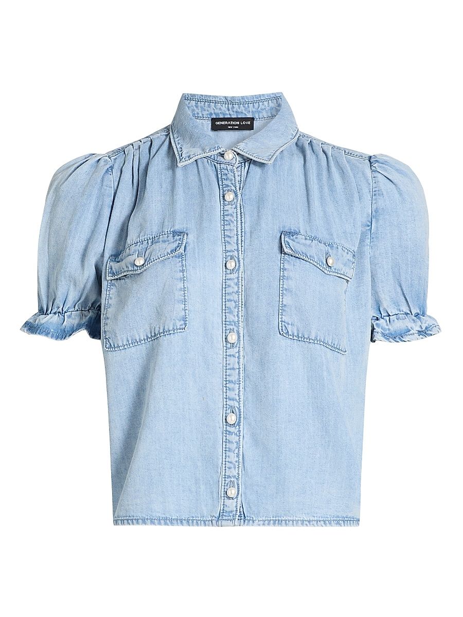 Women's Minella Denim Shirt - Light Blue - Size XL