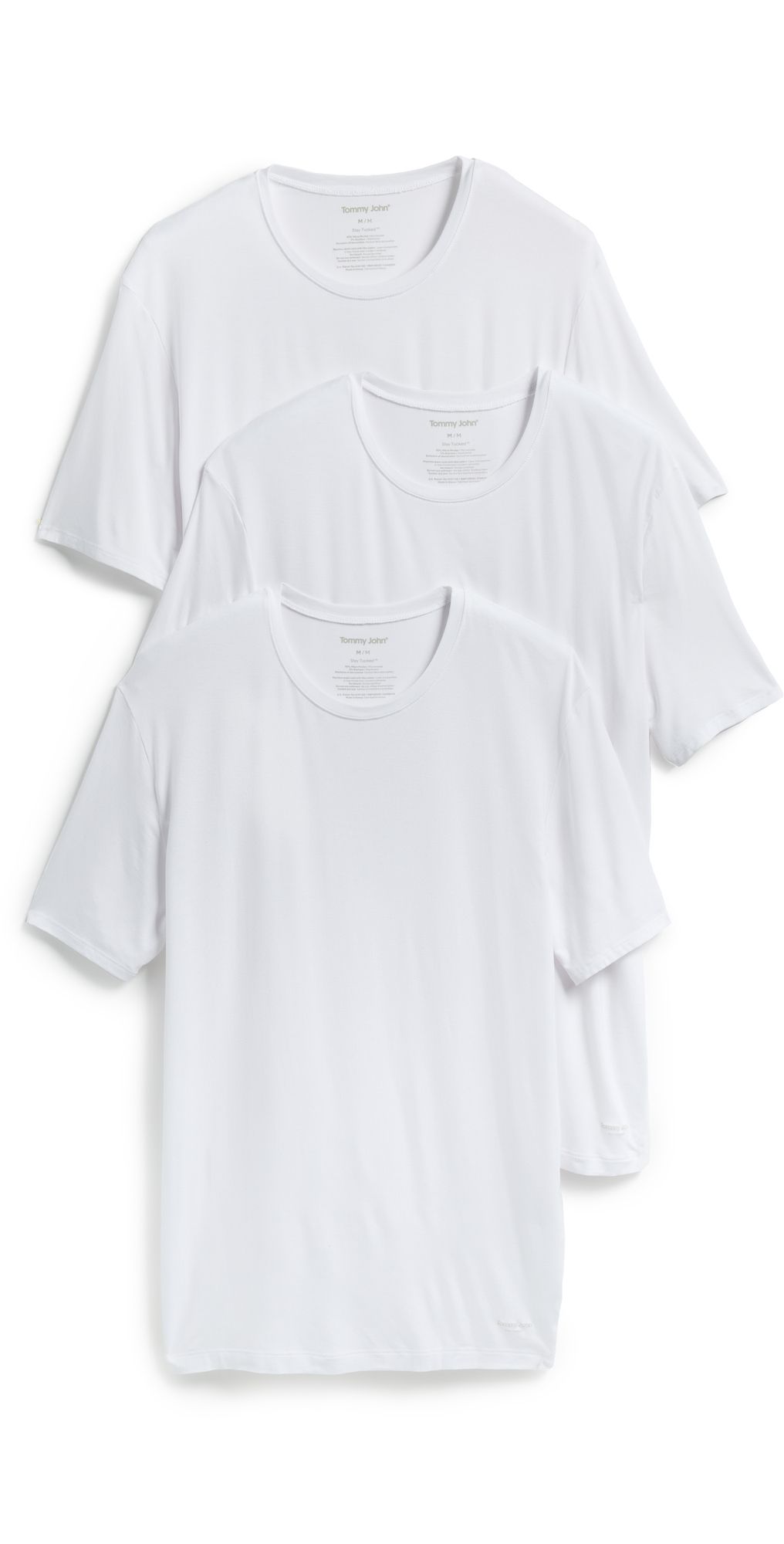 Tommy John Crew Neck Stay-Tucked Undershirt 3-Pack White L