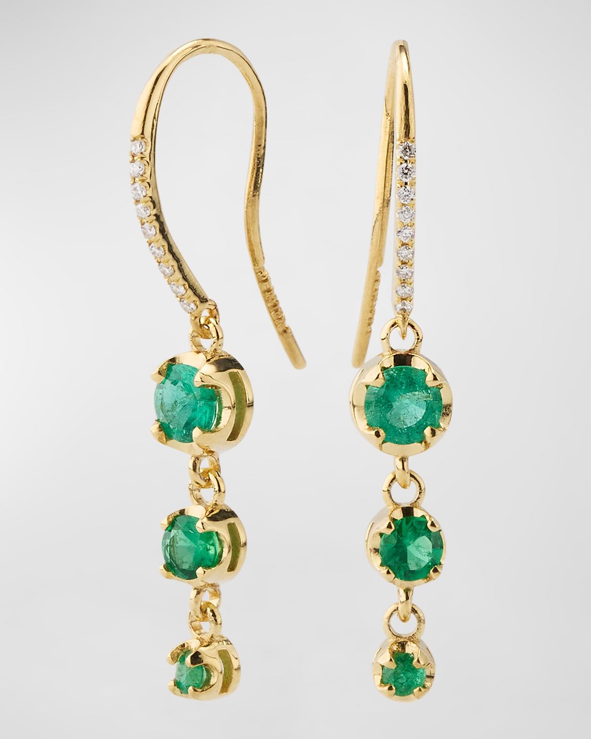 3 Graduated Illusion-Set Emerald Drop Earrings