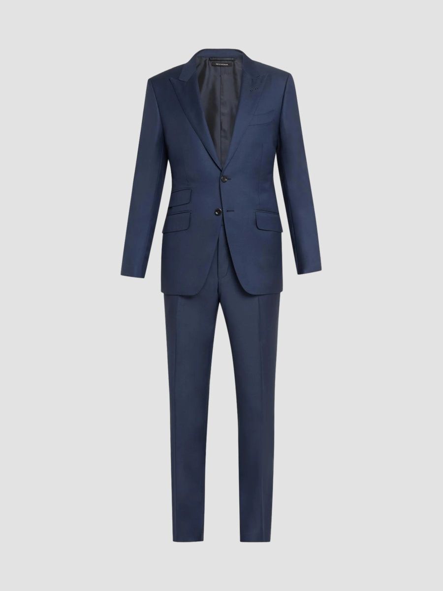 TOM FORD Men's Modern-Fit Sharkskin Wool Suit - Navy - Size 40