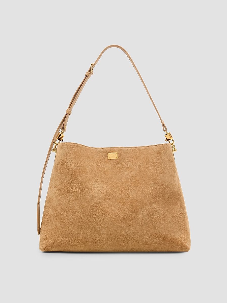 Women's Vittoria Suede Shoulder Bag - Tortora And Ecru