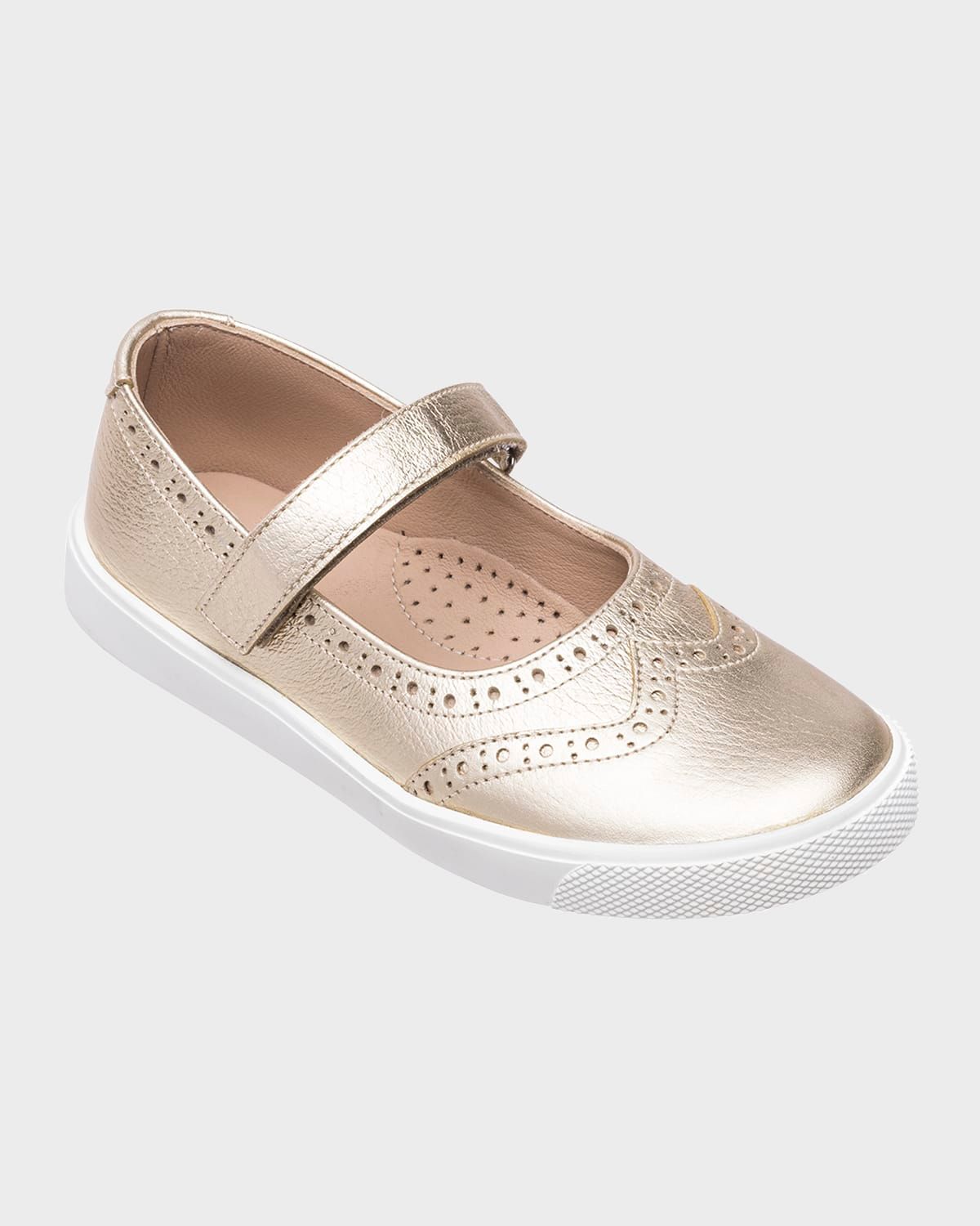 Girl & apos;s Metallic Leather Mary Jane Sneakers, Baby/Toddler/Kids