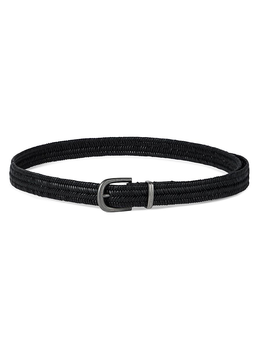 Women's Stretch Braided Leather Belt - Black - Size XXL