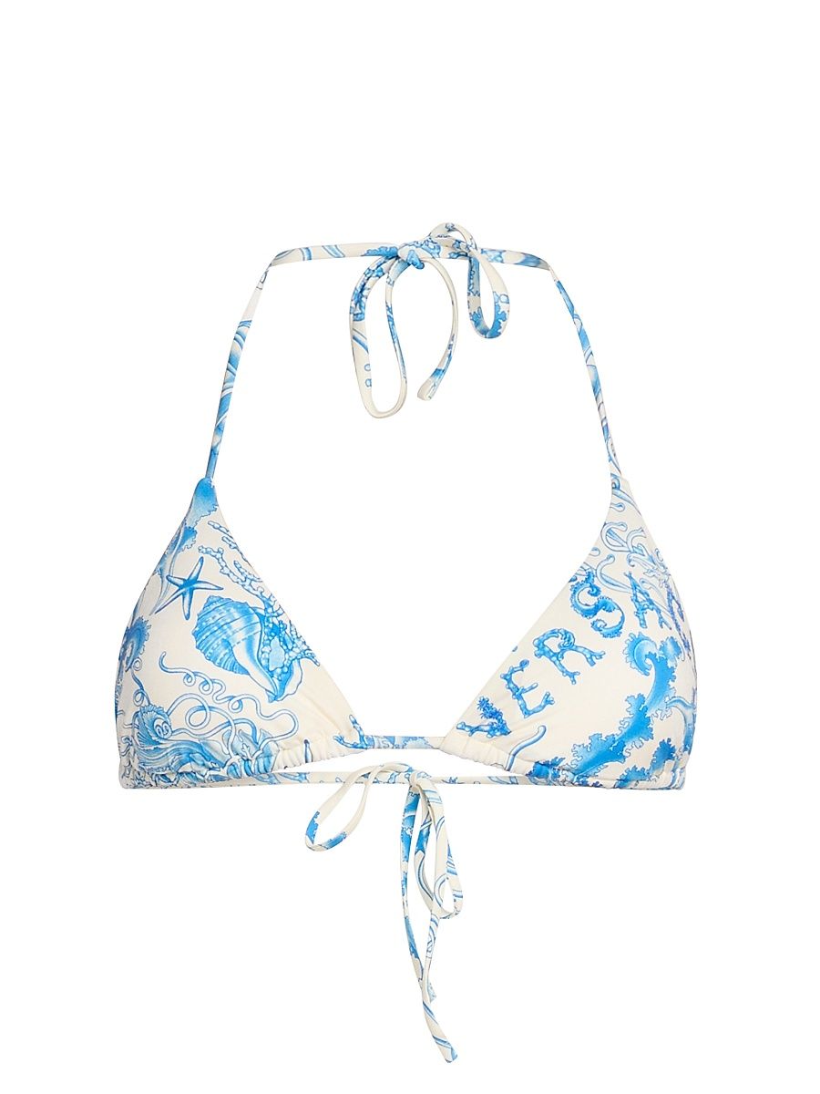 Women's Underwater Barocco Stretch Bikini Top - Eggshell Bright Blue - Size XL