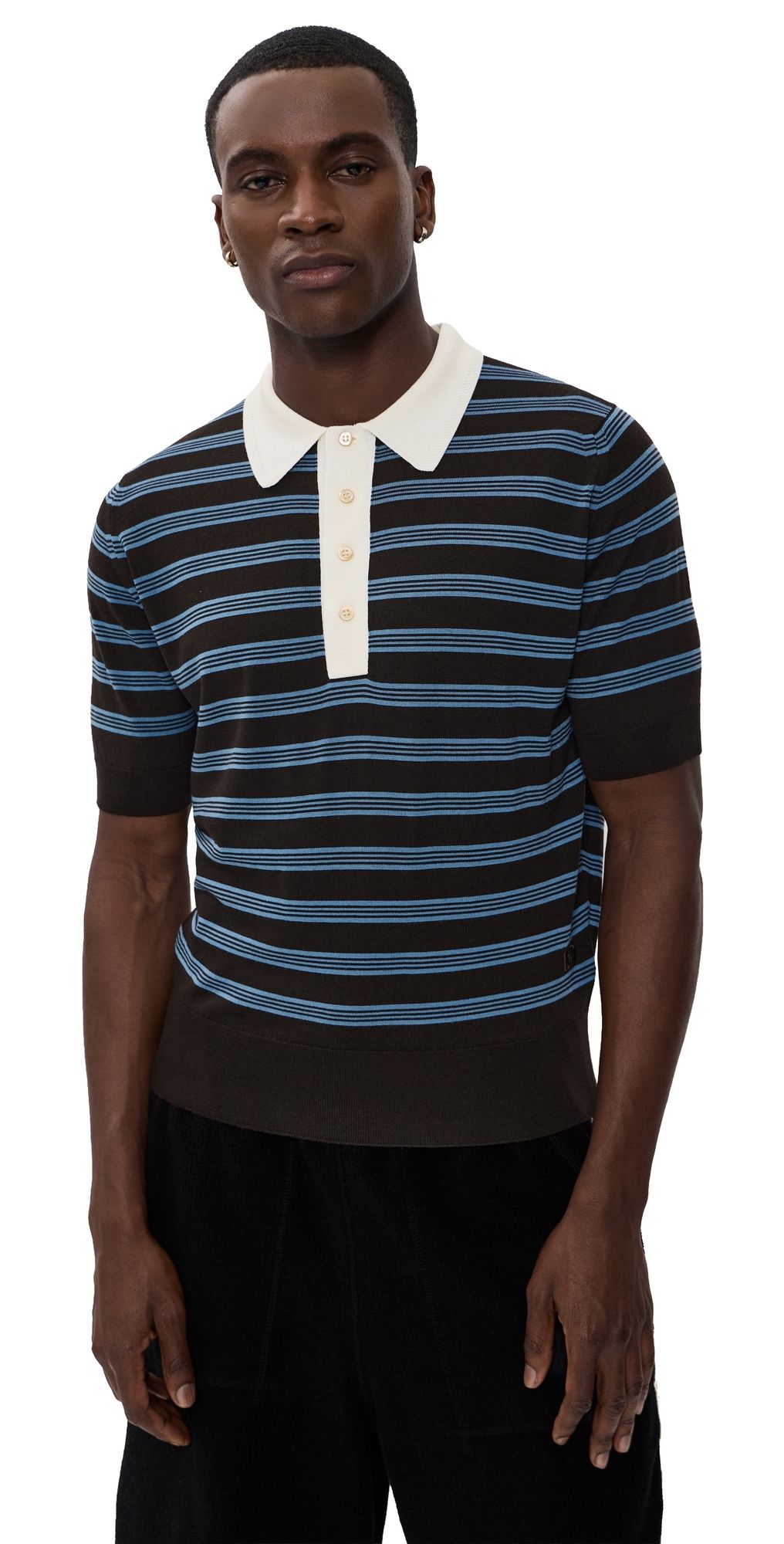 Wales Bonner Wales Bonner X John Smedley Breeze Polo Dark Brown/Blue/Ivory L