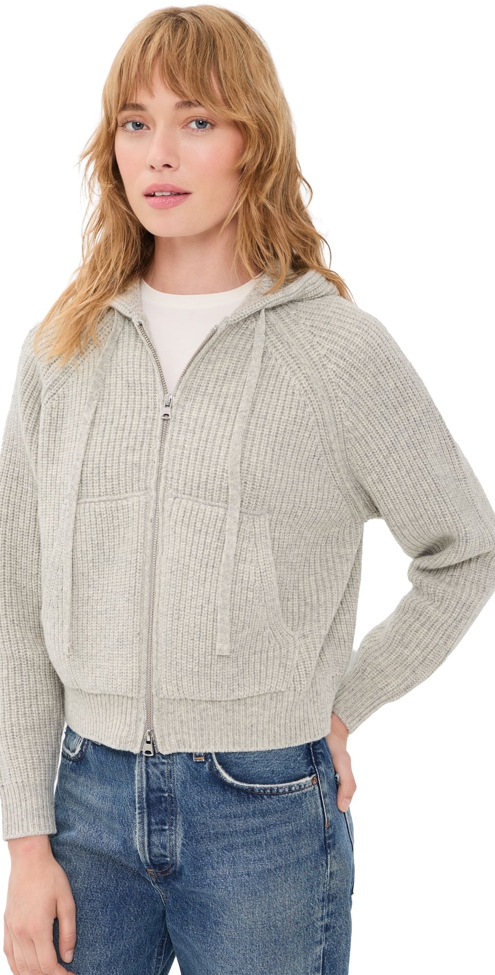 DUNST Hooded Knit Cardigan Grey M