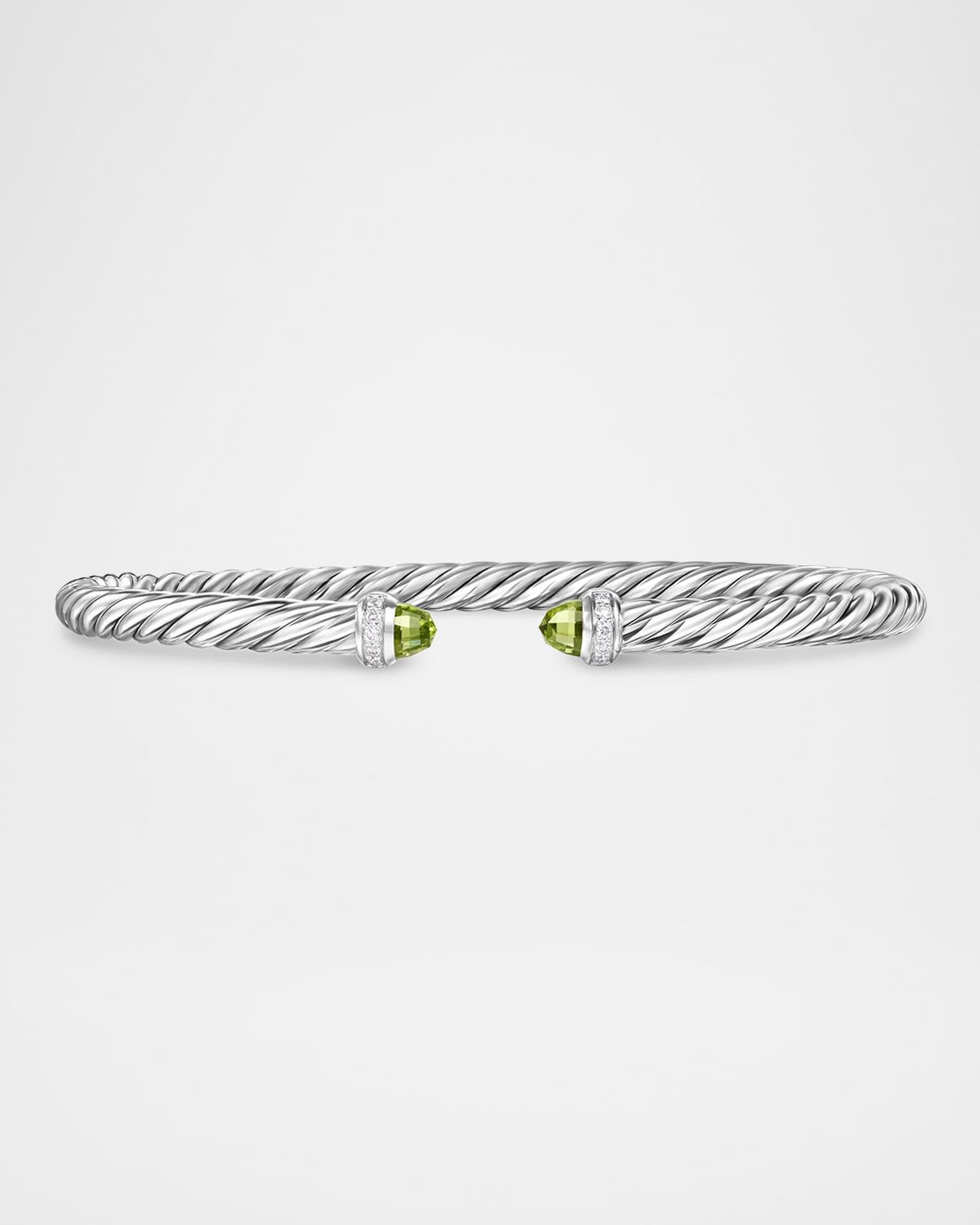 Modern Cable Flex Bracelet with Gemstones and Diamonds in Silver, 4mm