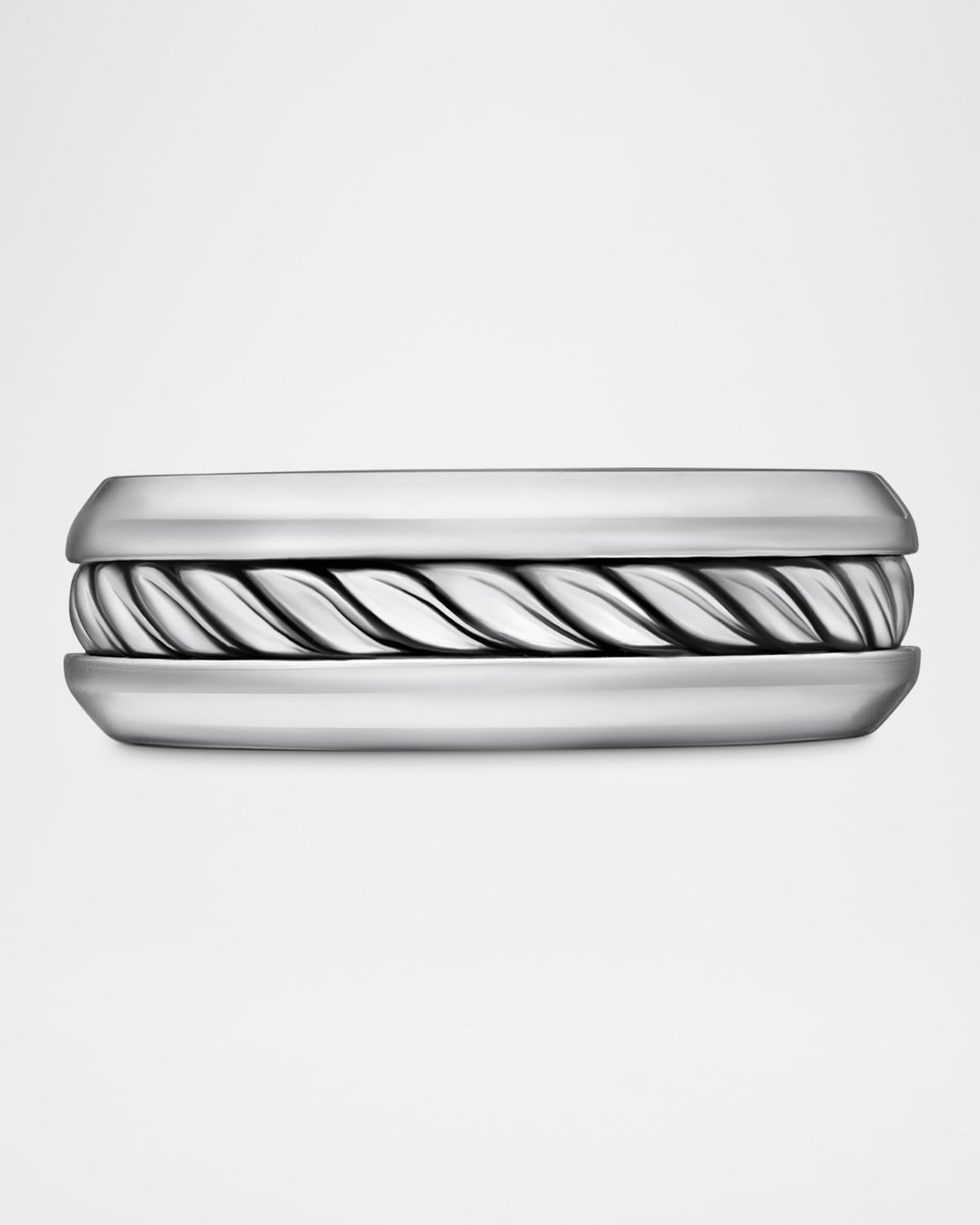 8mm Men & apos;s Cable Ring in Silver