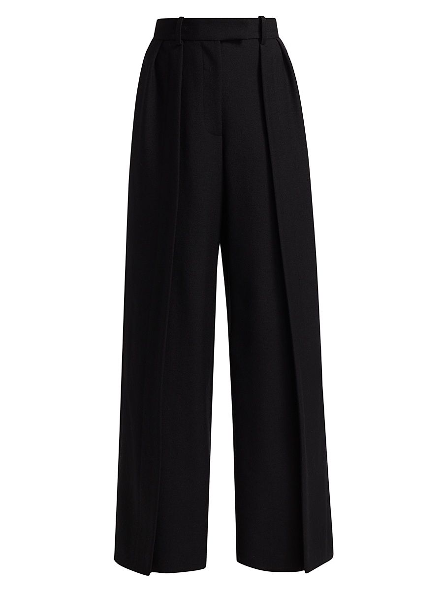 Women's May Wool High-Rise Wide-Leg Pants - Black - Size 6