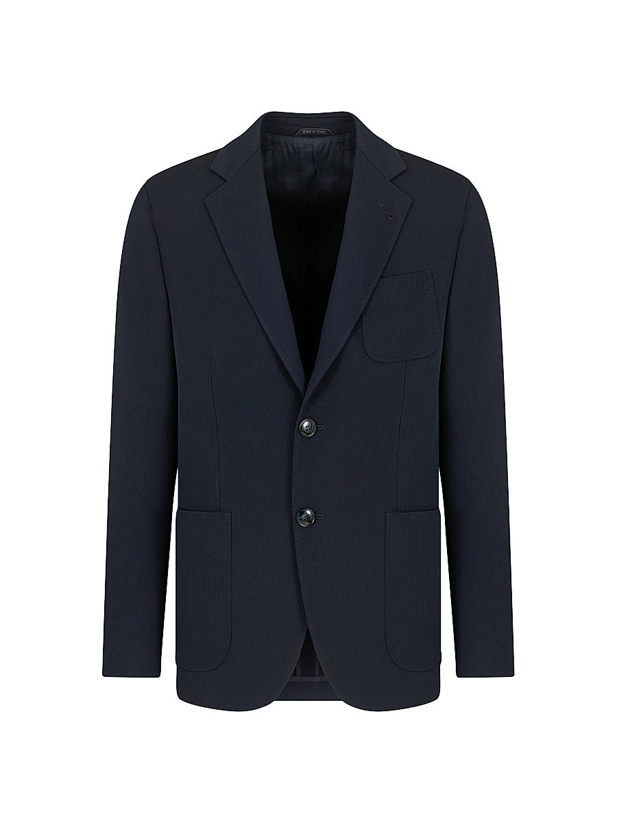 Men's Virgin Wool Single-Breasted Blazer - Navy - Size 40