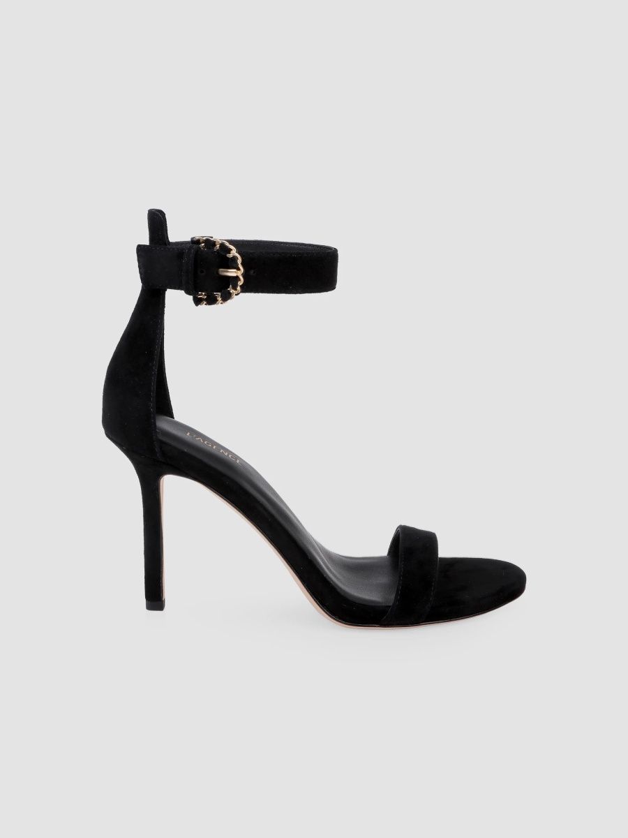 L'AGENCE Women's Gisele 90MM Suede Sandals - Black Suede - Size 10