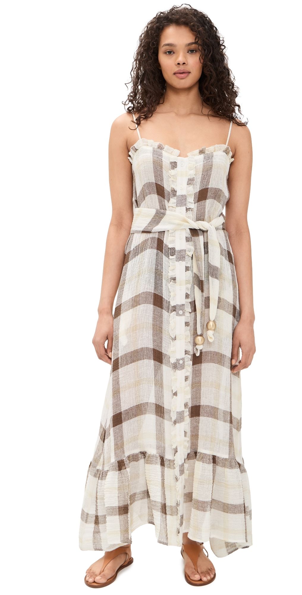 Lisa Marie Fernandez Ruffle Slip Dress Maxi Wybwg L