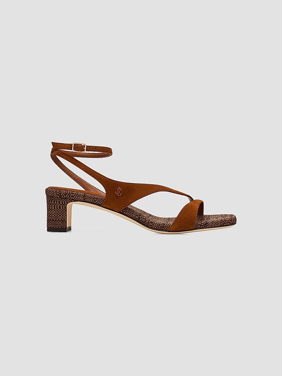 Jimmy Choo Women's Faye 45MM Metallic Leather Sandals - Tan - Size 12
