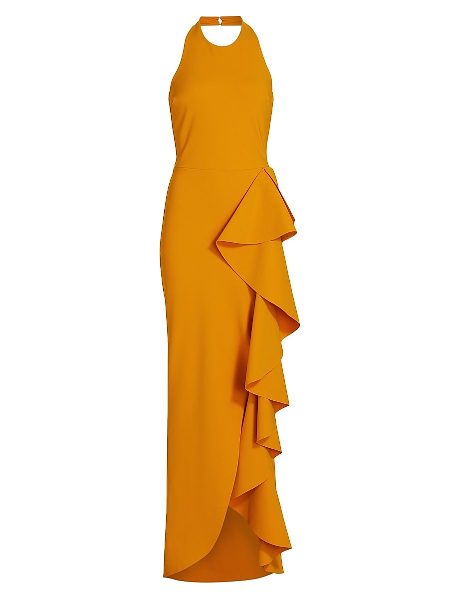 Women's Thomas Ruffled Halter Gown - Topazio - Size 14