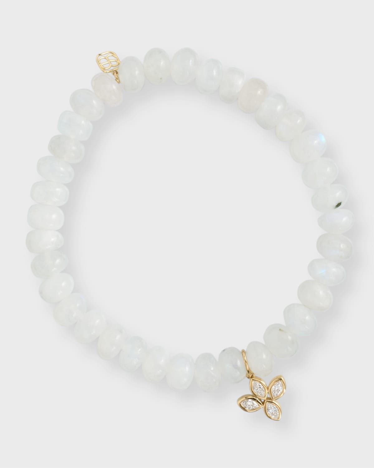 14K Yellow Gold Marquis Diamond Flower Charm Bracelet